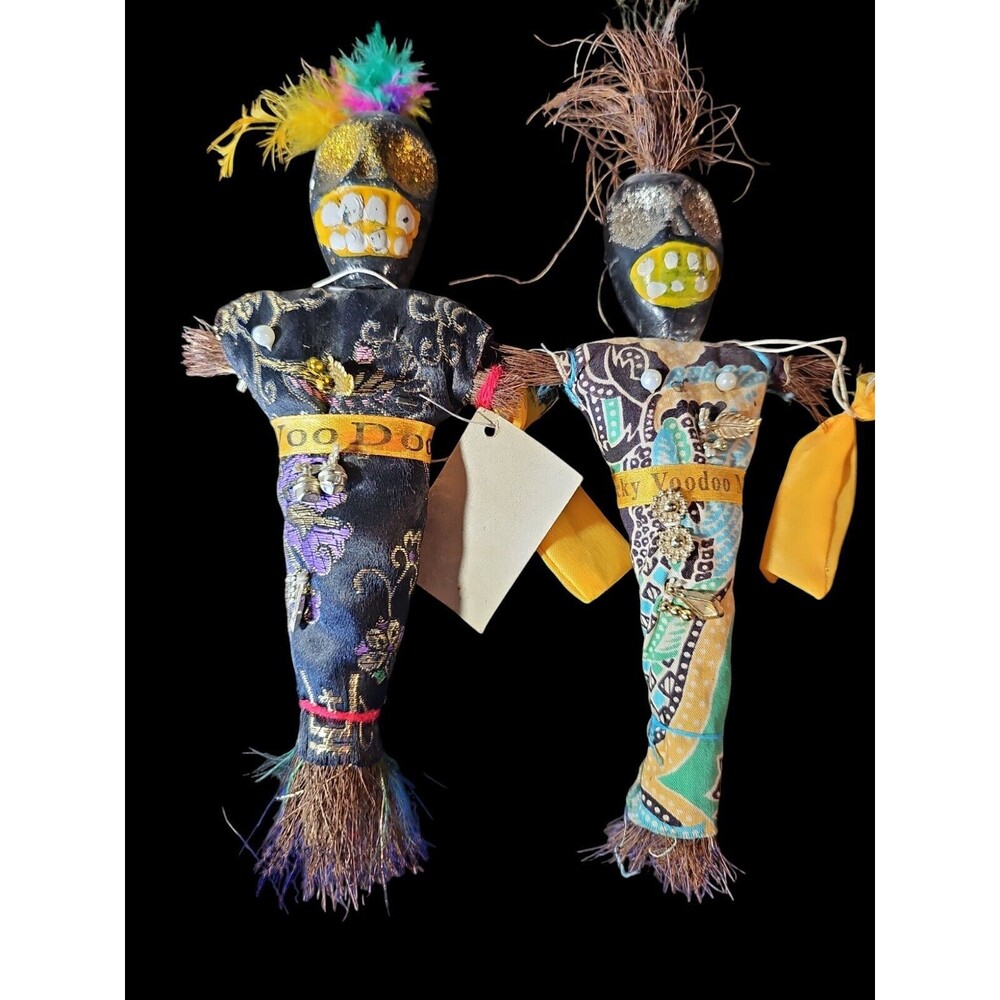 Vintage New Orleans Voodoo Doll Set of 2 Ceramic Head